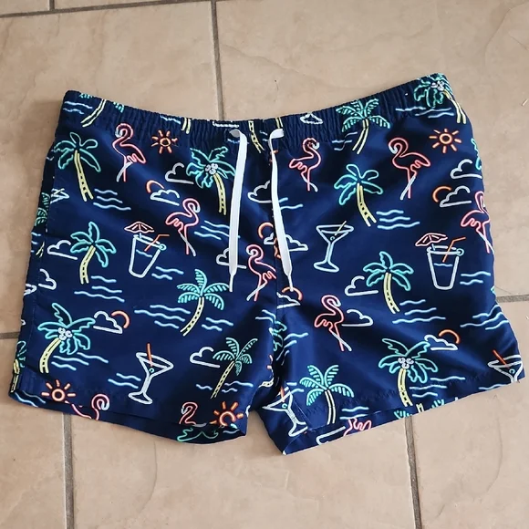 Chubbies Palm And Flamingo Patterned Swim Shorts - Picture 2 of 6